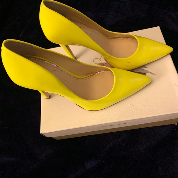 Jessica Simpson Shock Yellow Pumps sz 10 - Picture 1 of 5